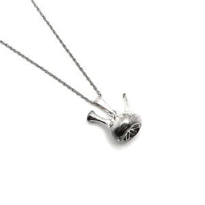 Tea Kettle Pendant Designer 925 Sterling Silver Rope Link Necklace 18"L